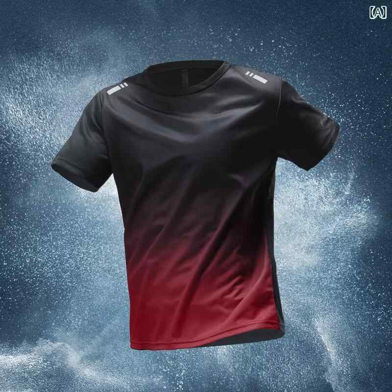 Outdoor - メンズ Tシャツ 短袖 速乾 接触冷感 夏用 薄手 ゆったり フィット スポーツ フィットネス トレーニング ランニング トップス ポリエステル コットン混紡 無地 丸首 袖標準 普通厚 赤 灰 紺 緑 印花 都市柄 免烫 耐摩耗 軽量 吸湿速乾 休闲