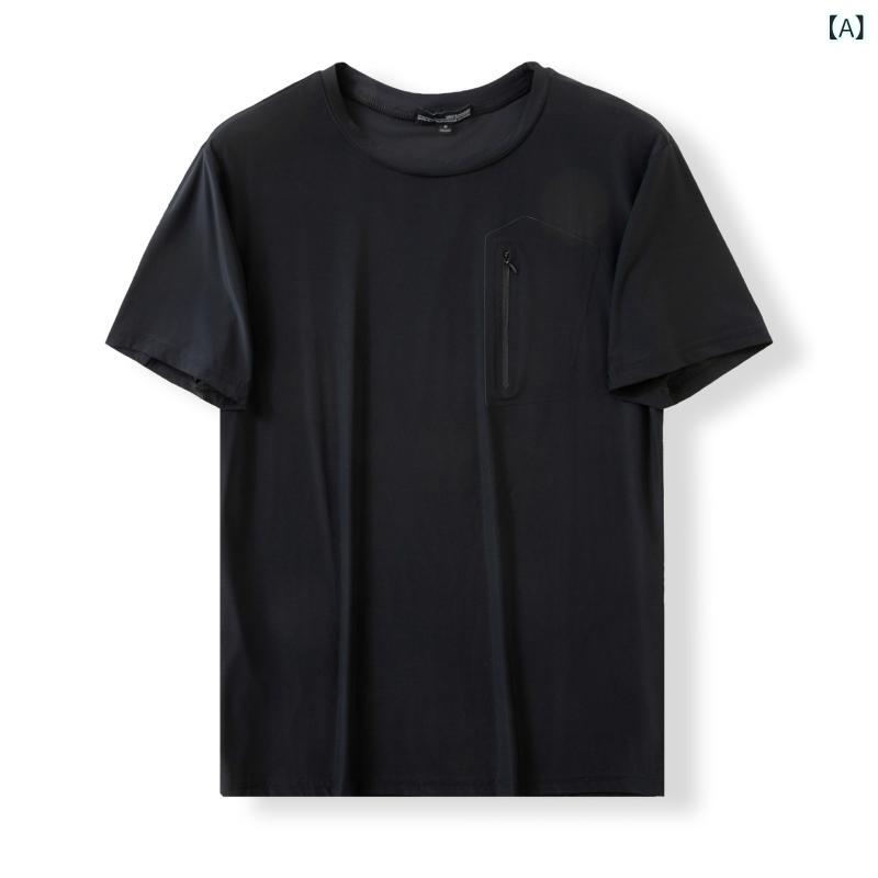 Other - メンズ Tシャツ 短袖 速乾 接触冷感 綿混紡 透気性 薄手 ゆったり 丸首 無地 日常 スポーツ 黒 白 黄色 夏 2025