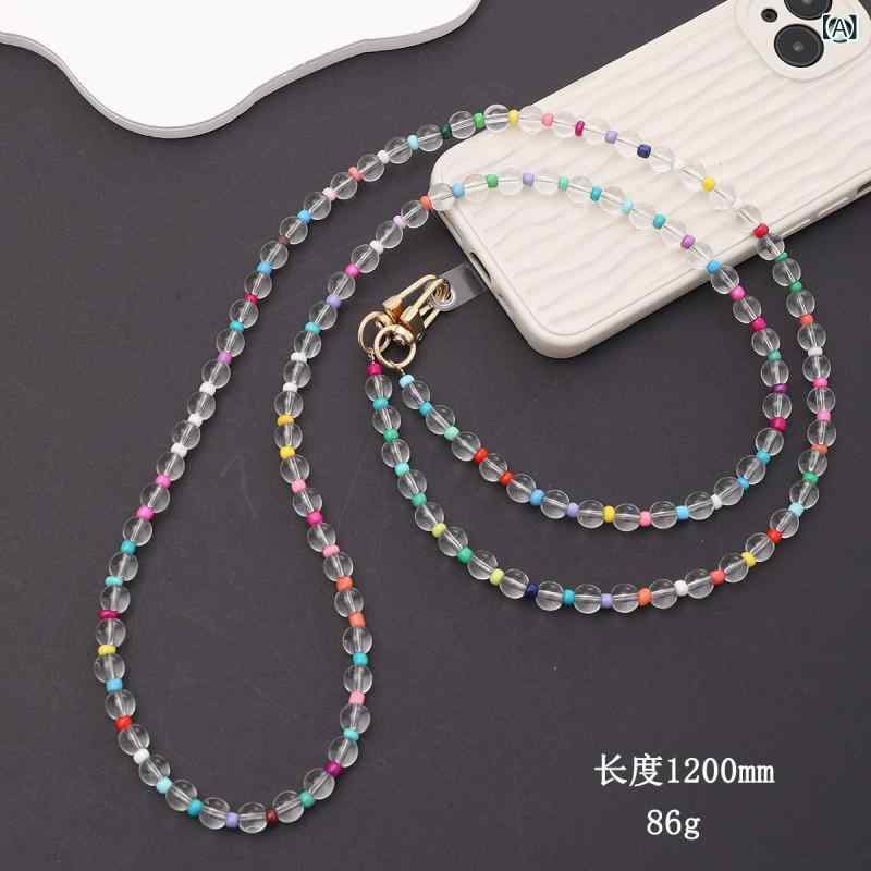 スマホ ストラップ アクセサリー アクリル ビーズ チェーン ハンドメイド 透明 混色 人魚 蝶 花 珍珠 異型 彩色 ハート 虹 斜め掛け 女性用 かわいい キーホルダー ハングデコレーション
