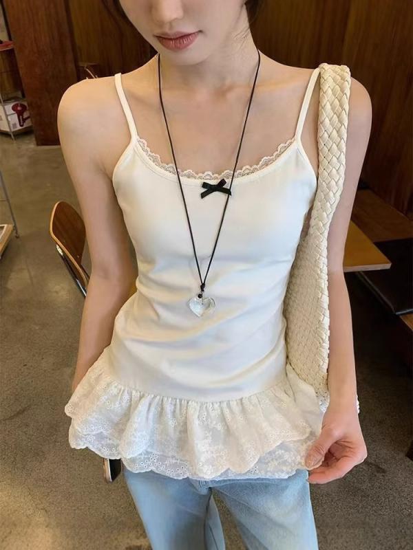 ・スタイル: 少女風・スタイルタイプ: 清新甜美・主な素材: 綿・主素材成分: 綿90-95%・カラー展開: 白色・サイズ展開: S、M、L、XL・デザイン: 拼接・ネックスタイル: 套头・フィット: 不規則・着丈: 普通(50-65cm)・ストレッチ: 中弾・対象: 女性・肩ストラップ: 不可拆卸