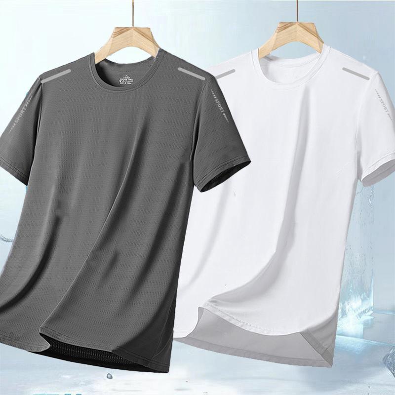 Tシャツ メンズ 半袖 丸首 接触冷感 メッシュ スポーツウェア 速乾 通気性 伸縮性 無地 カジュアル 普段着 シンプル 軽量 トレーニングウェア トップス 春夏