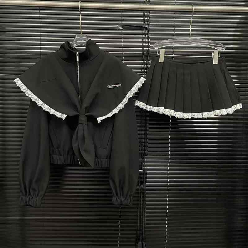 ・カテゴリ: スカート・スタイル: 甘辛風・主な素材: 綿・主な素材: 綿80-90%・カラー展開: ブラック・サイズ展開: S、M、L・商品タイプ: スカートセット・対象: 女性・袖丈: 長袖・袖タイプ: 標準袖