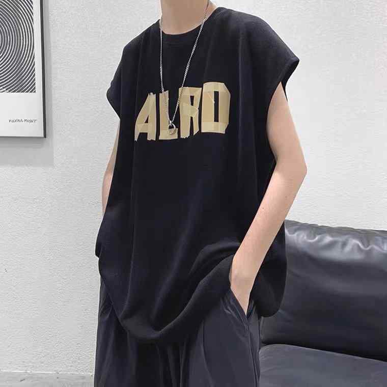 タンクトップ メンズ トップス ノースリーブ Tシャツ 運動 スポーツ ランニング トレーニング スリーブレス カットソー ルーズ ゆったり カジュアル ストリート 韓国風 プリント 英字 ポリエステル 春夏 通学 ホワイト ブラック ブルー