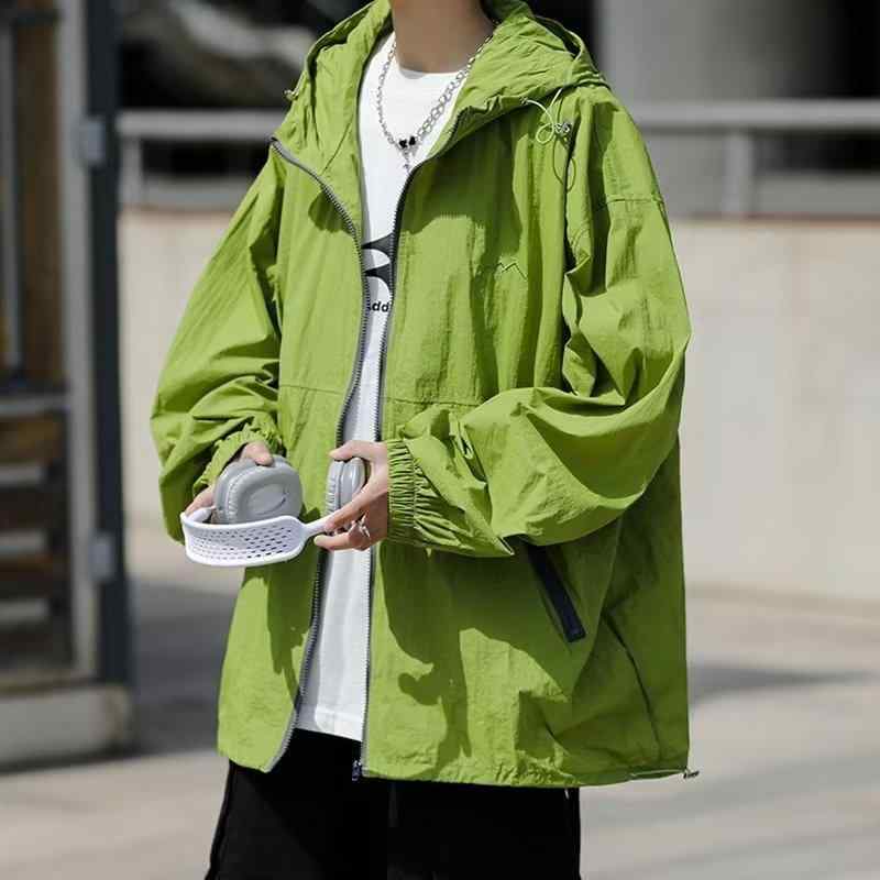 防晒服 メンズ レディース ユニセックス 男女兼用 アウター ジャケット ブルゾン フード付き パーカー 長袖 薄手 軽量 通気性 速乾 ドライ 登山 アウトドア キャンプ スポーツ 旅行 カジュアル ゆったり グリーン 緑 サマー