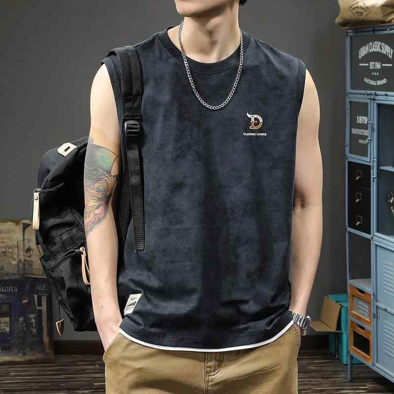 樂天商城 - Tシャツ メンズ タンクトップ ノースリーブ カットソー トップス 男性用 紳士用 綿100% 厚手 ヘビーウェイト ゆったり ビッグシルエット 大きいサイズ カジュアル スポーティー 運動 部屋着 ルームウェア 薄手 プリント 英字 ブラック 咖啡 深