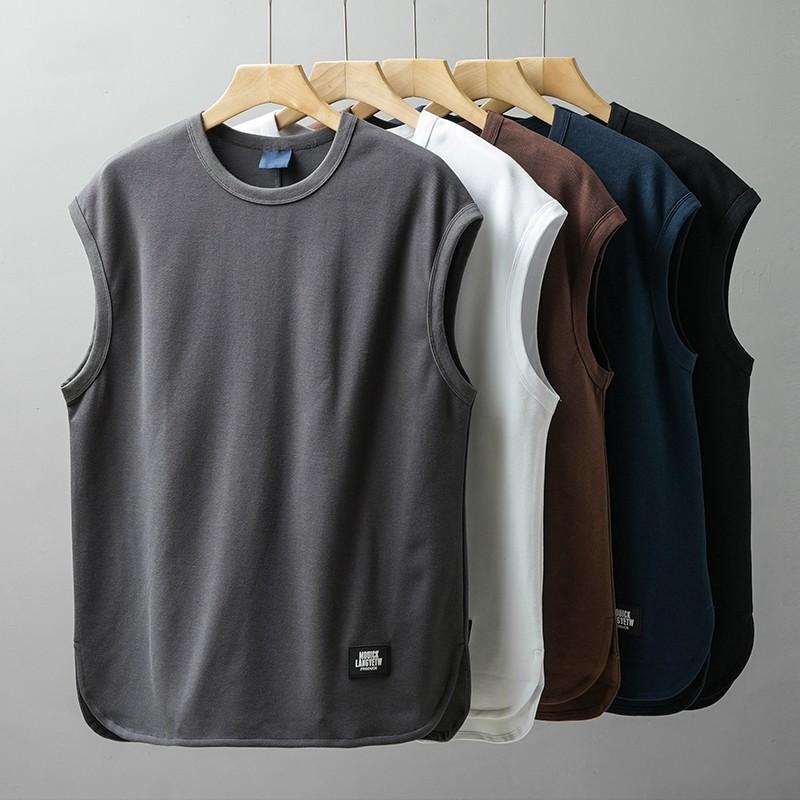 Rakuten - タンクトップ メンズ ノースリーブ Tシャツ カットソー トップス 袖なし 接触冷感 涼しい 吸汗速乾 通気性 伸縮性 ストレッチ スポーツ ランニング フィットネス バスケットボール トレーニング 部屋着 ルームウェア 薄手 無地 アメカジ ヴィンテー