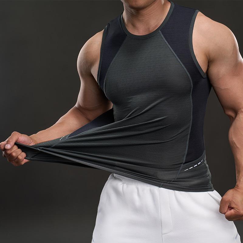 タンクトップ メンズ 男性用 ノースリーブ Tシャツ 接触冷感 吸湿速乾 伸縮性 ストレッチ スポーツウェア ランニング 陸上 トレーニング ジム フィットネス アウトドア 部屋着 インナー トップス 無地 丸首 薄手 ホワイト ブラック
