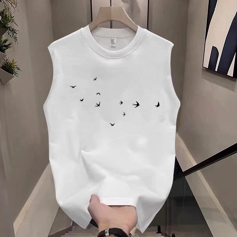 Tシャツ メンズ ノースリーブ タンクトップ カットソー トップス 男性用 サマー 夏 ストリート系 アメカジ カジュアル ランニング 運動用 スポーツ フィットネス インナー 部屋着 普段使い 綿 コットン プリント キャラクター 丸首 クルーネック