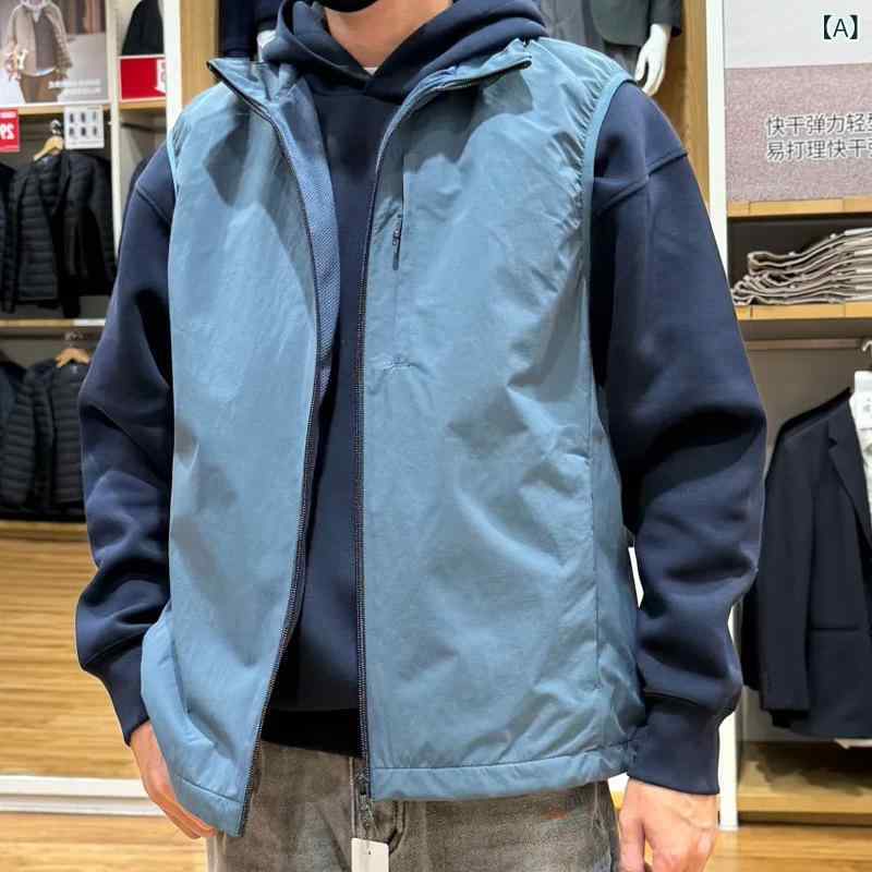 ベスト メンズ レディース 男女兼用 ノースリーブ ジレ チョッキ ジャケット アウター 防風 撥水 軽量 フード付き コーデュロイ 春夏秋 カジュアル ストリート アウトドア 登山 ランニング 釣り キャンプ ルーズ ゆったり ブラック 海青 橄欖 remake-buddy-10593375 リメイクバディー パッケージ画像