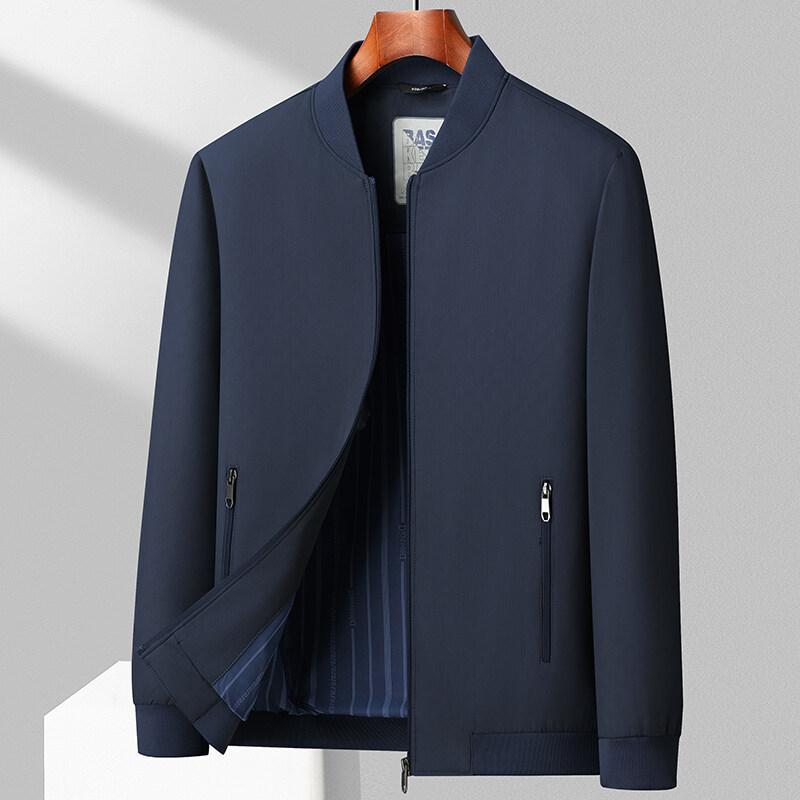 ジャケット メンズ 紳士用 アウター 羽織り 上着 野球服 ブルゾン ジャンパー 立ち襟 スタンドカラー ビジネス カジュアル 普段使い オフィス 通勤 父親 お父さん シニア 紳士服 40代 秋冬 長袖 快適 無地 耐磨 防風 撥水 ネイビー グレー remake-buddy-10594652 リメイクバディー パッケージ画像