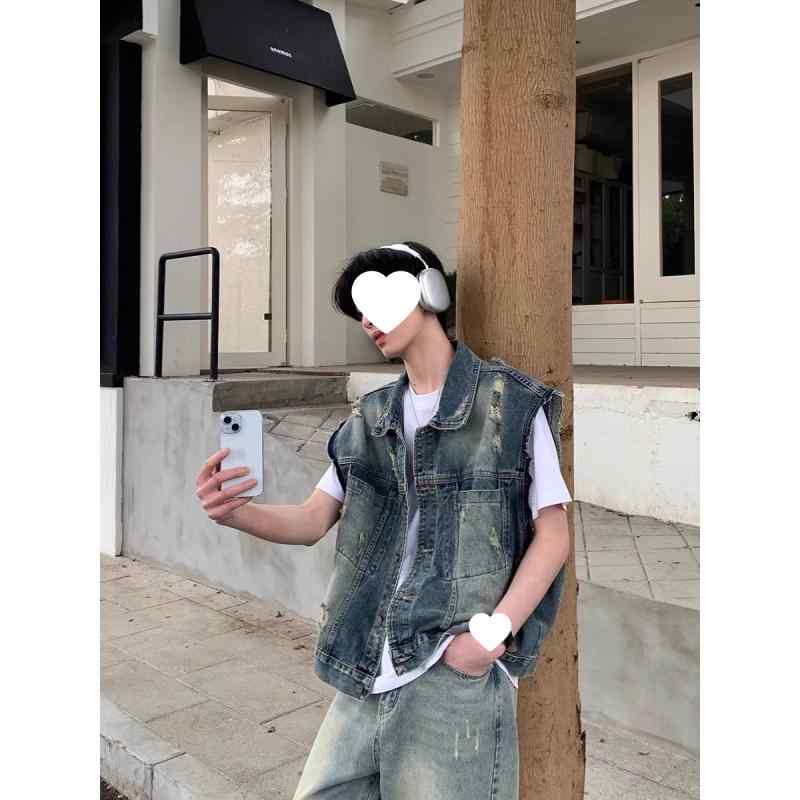 ベスト メンズ 男性用 ジレ デニムベスト トップス チョッキ ノースリーブ フード付き コーデュロイ ラビットファー 水洗加工 ウォッシュ加工 ルーズ ゆったり レトロ ヴィンテージ風 カジュアル アウター 暖か 防寒 起毛 秋 冬 ブラック ブルー