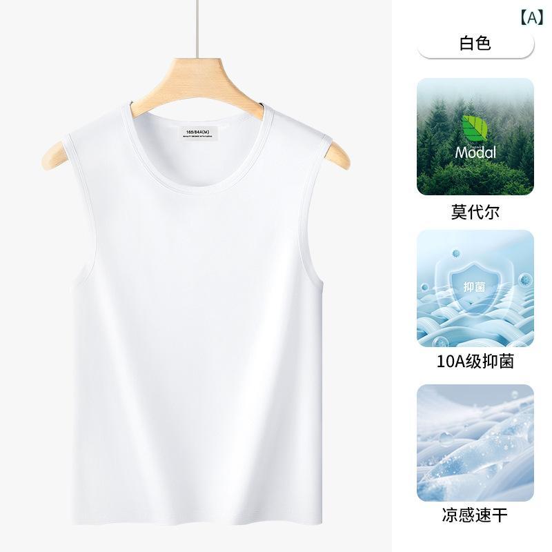 タンクトップ メンズ 男性用 トップス ノースリーブ シャツ インナー 抗菌 モダール コットン 綿 混 ストレッチ 伸縮性 吸汗 速乾 通気性 涼しい 冷感 薄手 運動 筋トレ ジム フィットネス ランニング スポーツ 無地 白 黒 紺 夏 サマー