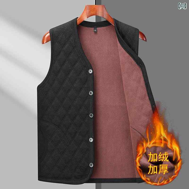 ベスト メンズ 中高年 紳士服 トップス アウター チョッキ ジレ ジレベスト 裏起毛 ボア 厚手 カジュアル 暖かい 防寒 部屋着 シニア 父親 おじいちゃん 50代 60代 Vネック ダブルボタン 灯芯絨 コーデュロイ コーデュロイベスト ブラック remake-buddy-10595577 リメイクバディー パッケージ画像