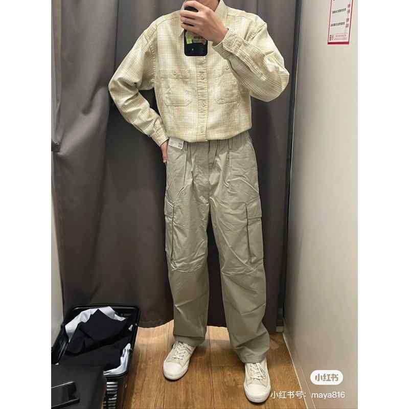 カーゴパンツ メンズ レディース 男女兼用 パラシュートパンツ ワークパンツ ワイドパンツ ロングパンツ 長裤 ボトムス ストレート ハイウエスト 竹繊維 伸縮性 高弾力 薄手 普段使い 日常 カジュアル ライトベージュ ダークベージュ オリーブ