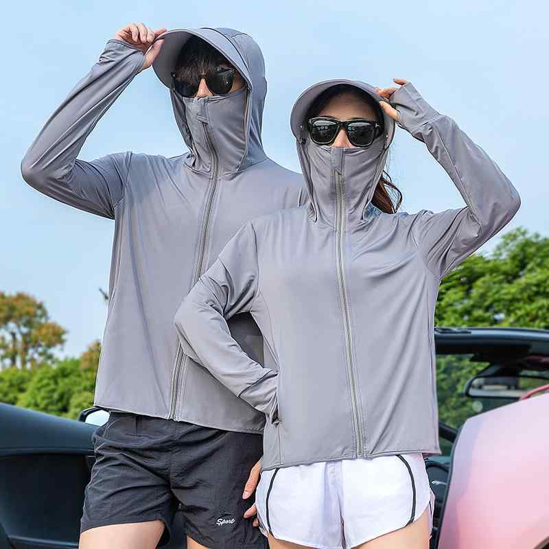 ジャケット メンズ レディース 男女兼用 防寒対策 日焼け止め衣 アウター フード付き 長袖 接触冷感 UVカット 紫外線対策 超薄型 軽量 通気性 吸湿速乾 普段使い アウトドア スポーツ 登山 自転車 ランニング ホワイト グレー ブラック