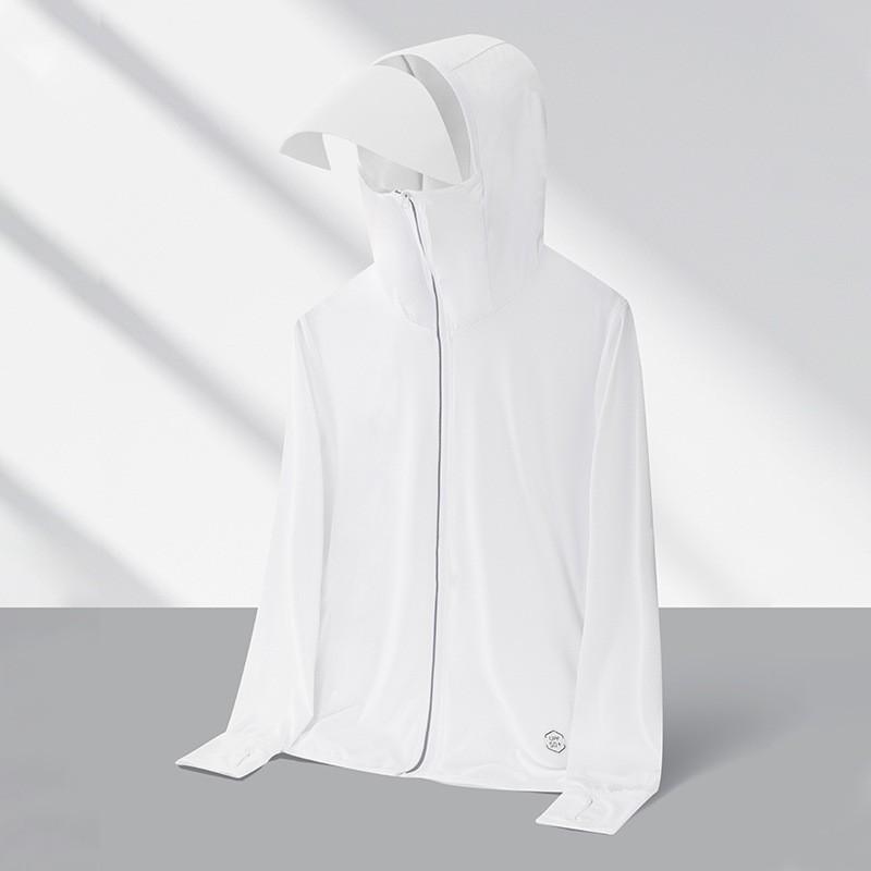 Men's and Women's Fishing Jacket, Lightweight, Cooling Fabric, Sun Protection, UV Cut, Hooded, Water-Repellent, Breathable, Suitable for Mountaineering, Hiking, Sports, Travel, Outdoor Activities, Cycling, White