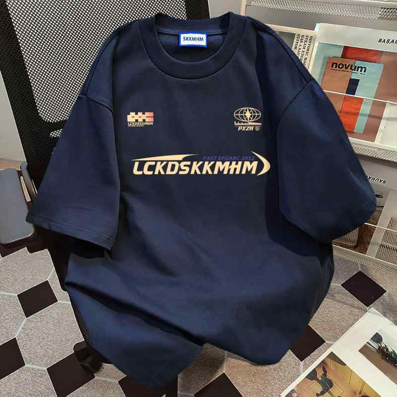 樂天商城 - Tシャツ メンズ 半袖 カットソー トップス クルーネック 丸首 5分袖 五分袖 中袖 プルオーバー ゆったり 快適 柔らかい 薄手 サイバーパンク風 プリント 英字 アルファベット コットン 綿 100% 普段使い 部屋着 カジュアル ストリート ネイ