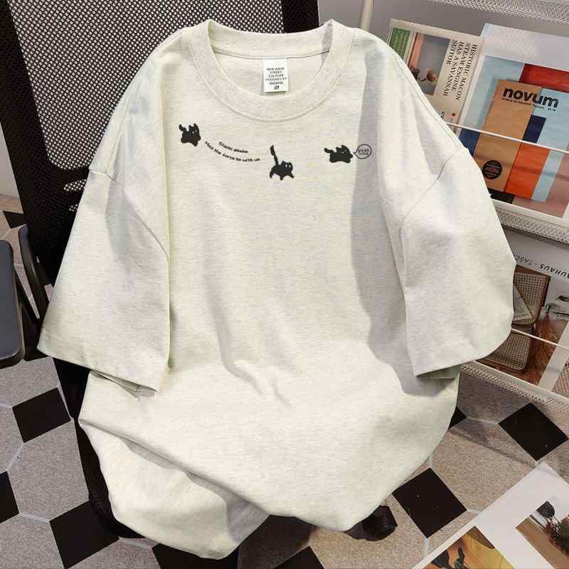 乐天商城 - Tシャツ メンズ 半袖 カットソー トップス 男性用 紳士 丸首 クルーネック プルオーバー 夏 サマー 通気性 コットン 綿 カジュアル ゆったり ビッグシルエット ヴィンテージ風 アメカジ レトロ ポップ イラスト キャラクター 白 杏