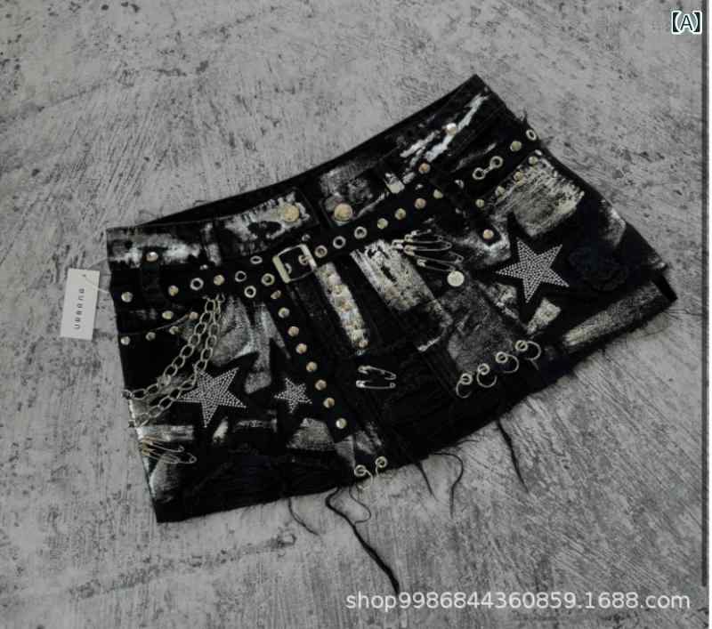 スカート レディース デニムスカート ミニスカート ミニ丈 ショート丈 刺繍 総刺繍 個性的 y2k スタイル Aライン 不规则 非対称 デザイン アシンメトリー 細見え ファッション ポリエステル カジュアル ボトムス 秋 冬 秋冬 ブラック 黒