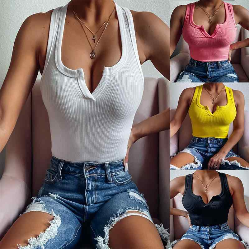 樂天商城 - タンクトップ レディース キャミソール トップス インナー Tシャツ Vネック ホルターネック フリル チュニック丈 無地 伸縮性 ストレッチ 綿 コットン 混紡 ホワイト ピンク ブラック セクシー 大人 フェミニン カジュアル 春夏