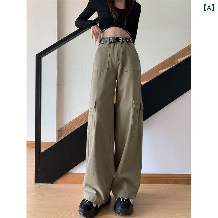 Rakuten - デニムパンツ レディース 裏起毛 ボトムス ズボン ジーパン ジーンズ ロングパンツ ワイドパンツ ストレート ワークパンツ カーゴパンツ ハイウエスト 厚手 暖かい 防寒 伸縮性 普段使い 部屋着 通勤 通学 コットン 綿 快適 アイボリー ブラウン