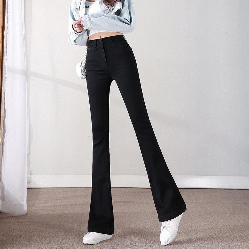 ジーンズ レディース デニム パンツ ジーパン ブーツカット フレアパンツ ベルボトム ズボン ロング丈 マキシ丈 ハイウエスト 伸縮性 弾力 美脚 落ち感 着痩せ 細見え 通勤 通学 普段使い お出かけ 骨格ウェーブ きれいめ 秋冬 黒 白 ライトブル