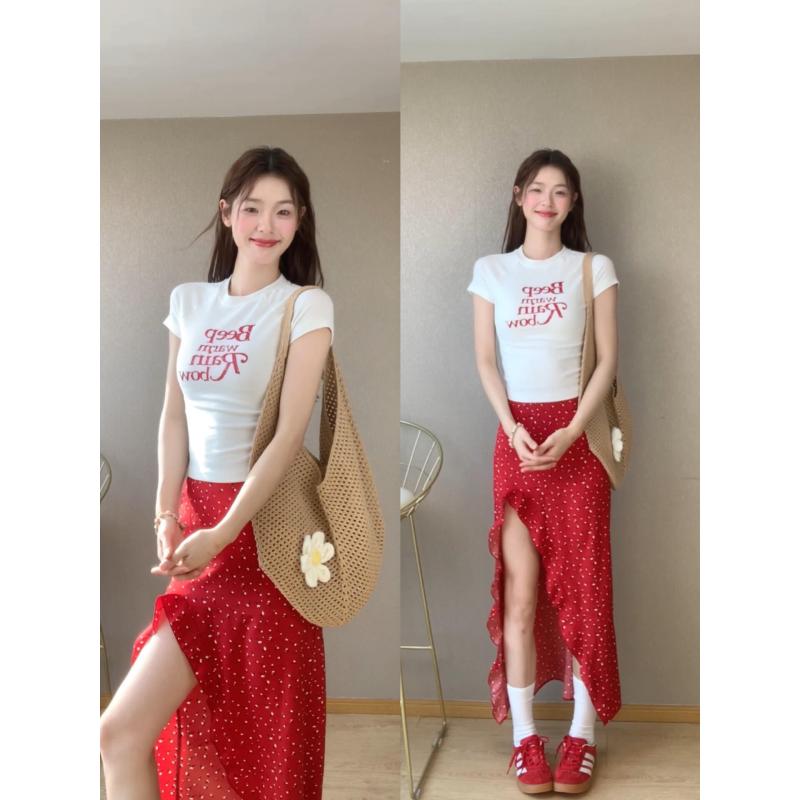 セットアップ レディース 半袖 Tシャツ トップス アシンメトリー プリーツスカート...