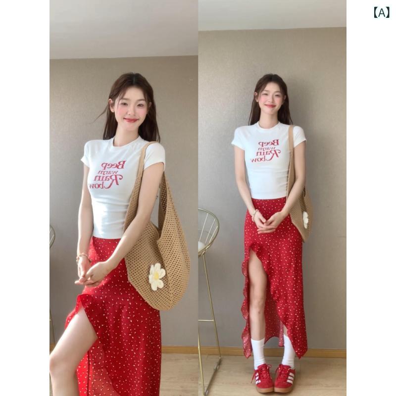 セットアップ レディース 半袖 Tシャツ トップス アシンメトリー プリーツスカート...