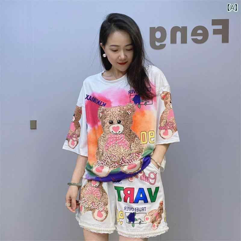 セットアップ レディース 上下セット Tシャツ ショートパンツ ハーフパンツ 半袖 3...
