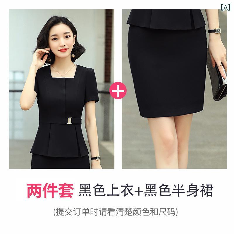 樂天商城 - スーツ レディース セットアップ スカートスーツ パンツスーツ 半袖 ジャケット スカート ズボン 上下セット 2点セット ビジネス 通勤 OL フォーマル リクルート 冠婚葬祭 洗える 大きいサイズ 黒 青 春夏