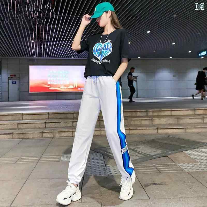 カジュアルパンツ レディース セットアップ 上下セット 半袖 Tシャツ カットソー ...