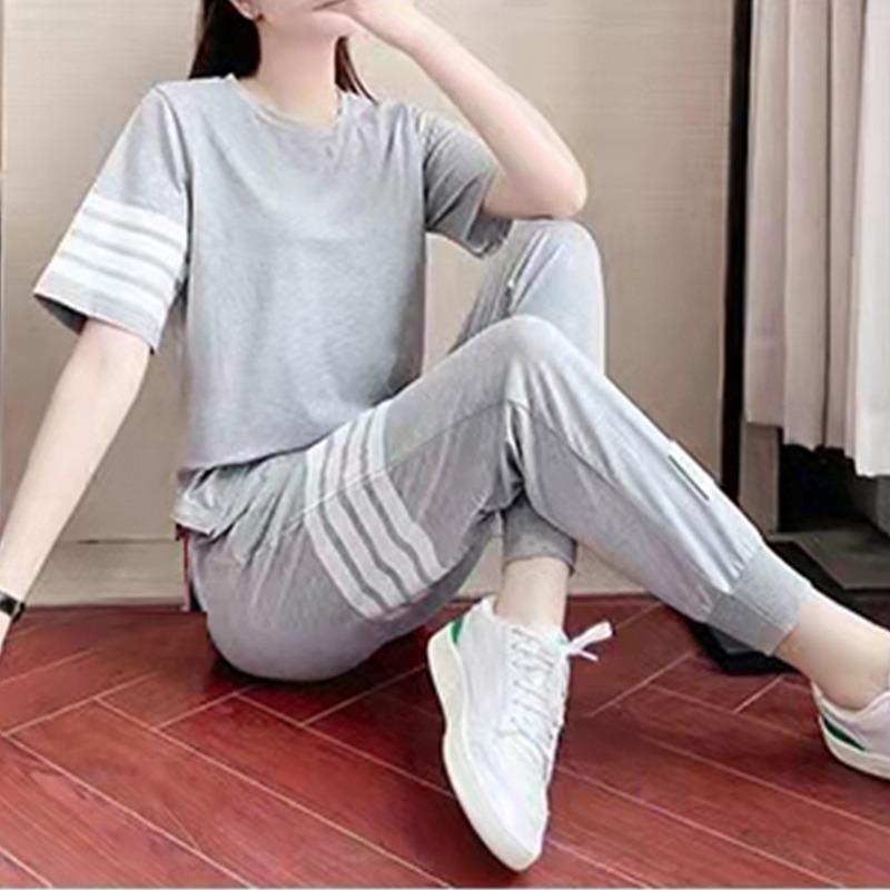 セットアップ レディース 半袖 Tシャツ クロップドパンツ 2点セット 運動着 ランニ...