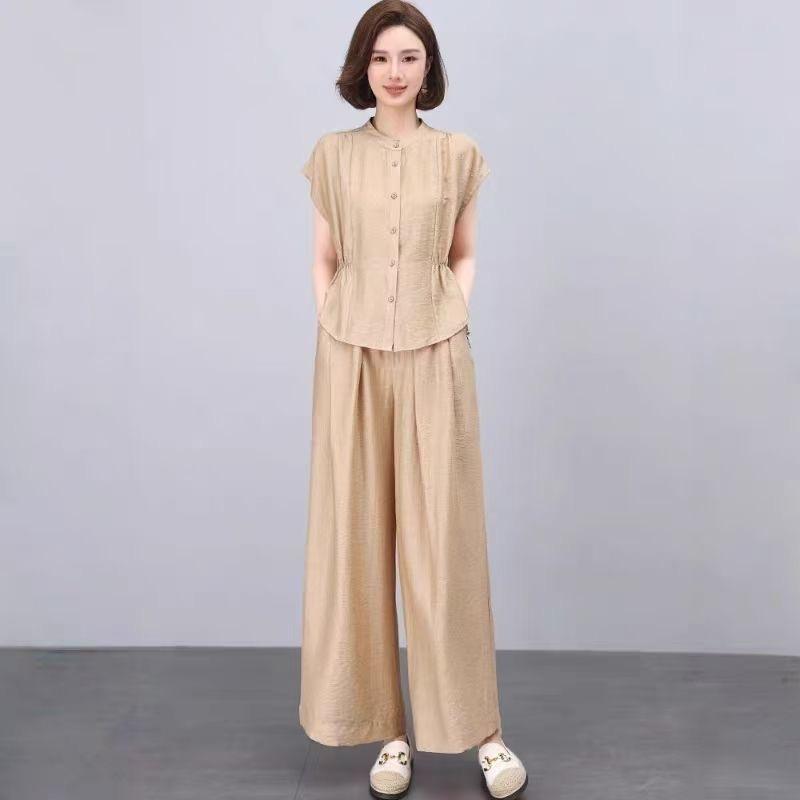 セットアップ レディース 上下セット 2点セット トップス パンツ 半袖 3分袖 Tシャ...