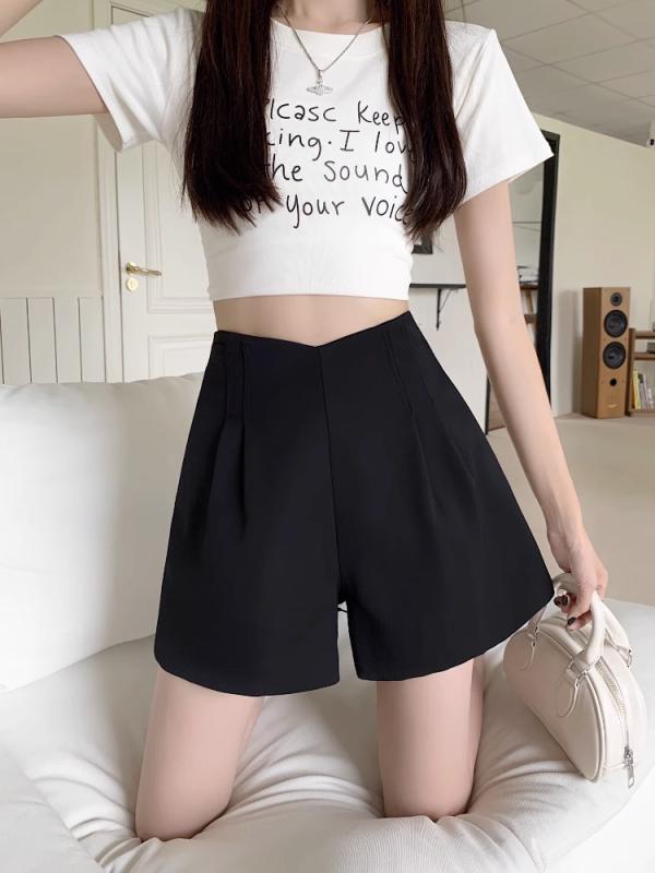 ・カテゴリ: ショートパンツ（靴パンツ）・主な素材: ポリエステル95%以上・パンツ丈: ホットパンツ・ウエスト: ハイウエスト・生地の厚さ: 中等・カラー: ブラック・サイズ展開: XS、S、M、L、XL、XXL、3XL、4XL・スタイル: 韓国風カジュアル・伸縮性: ややあり・デザイン特徴: 立体装飾・加工: 形状記憶加工