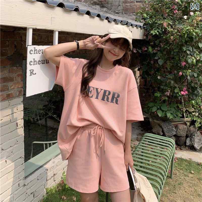 セットアップ レディース 上下セット カジュアル 2点セット 半袖 Tシャツ ショート...