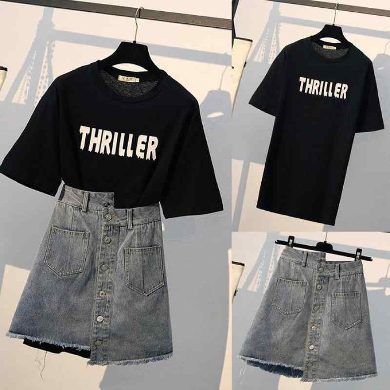 セットアップ レディース 半袖 Tシャツ デニムスカート ミニスカート 2点セット カ...