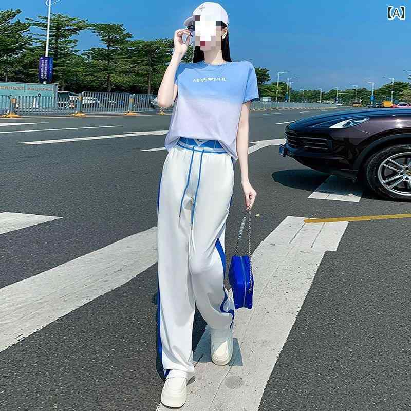 セットアップ レディース 上下セット 半袖 グラデーション Tシャツ トップス ワイ...