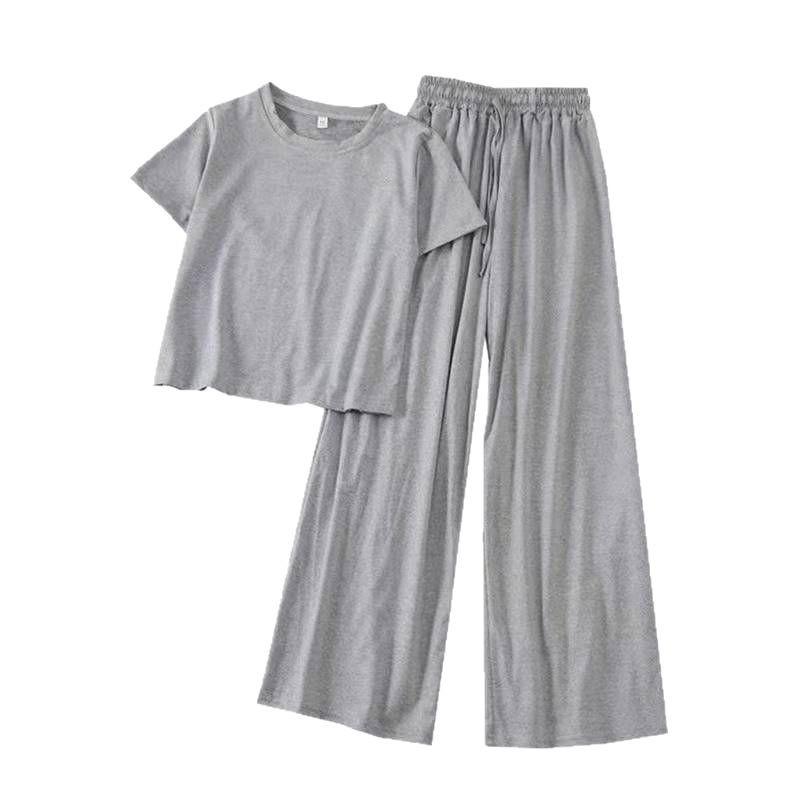セットアップ レディース カジュアルスーツ 2点セット トップス 半袖 ワイドパンツ...