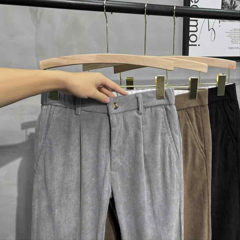 パンツ メンズ 秋冬 テーパードパンツ 灯芯絨 コールテン ボトムス ズボン 暖か 起毛 厚手 保暖 防寒 カジュアル スラックス ビジネス 通勤用 普段使い ポリエステル ブラック 咖 浅灰