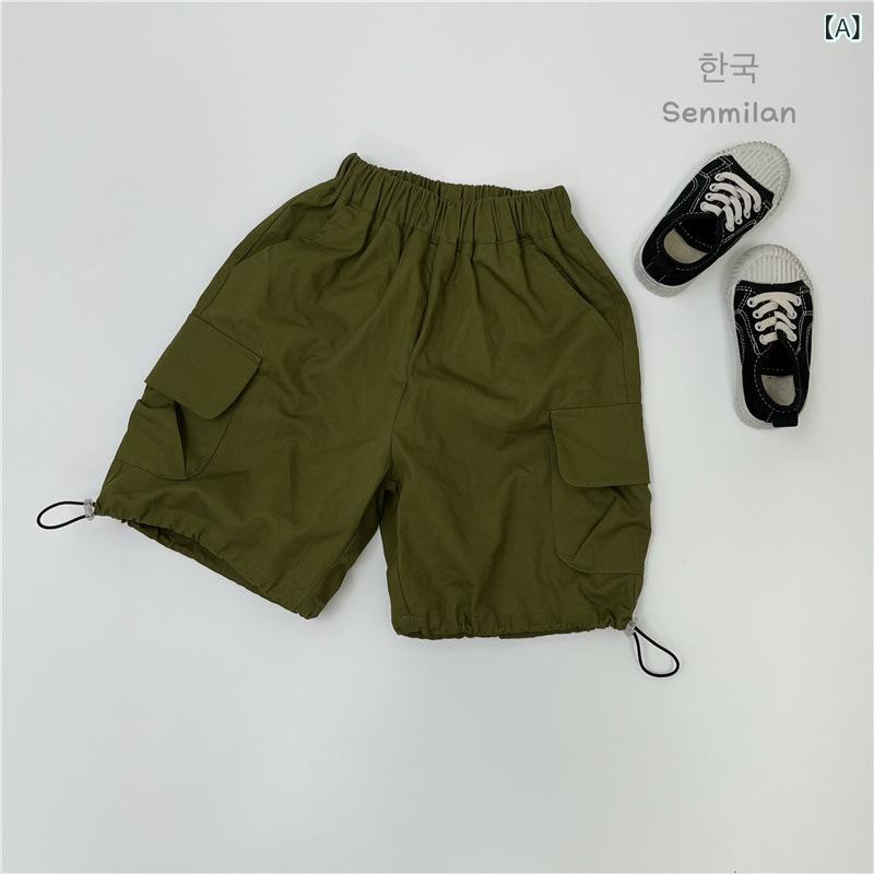 Rakuten - ショートパンツ キッズ 男の子 女の子 ハーフパンツ 短パン 工装 カーゴパンツ 半ズボン 子供服 ズボン ボトムス カジュアル 綿 コットン 麻 リネン 柔らかい 涼しい 薄手 ゴムウエスト 無地 普段使い 通園 通学 運動 迷彩 紺