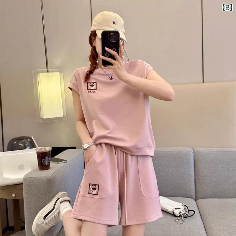 セットアップ レディース 半袖 トップス カットソー Tシャツ ハーフパンツ ショー...