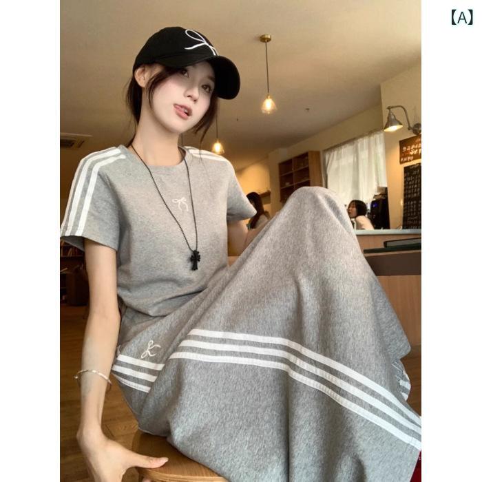 セットアップ レディース 半袖 Tシャツ 中長スカート 上下セット 2点セット チュニ...