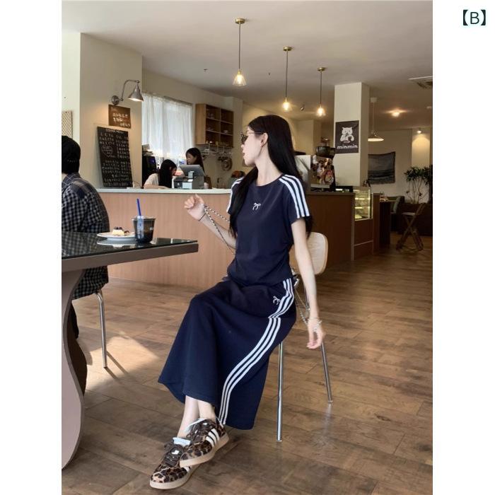 セットアップ レディース 半袖 Tシャツ 中長スカート 上下セット 2点セット チュニ...