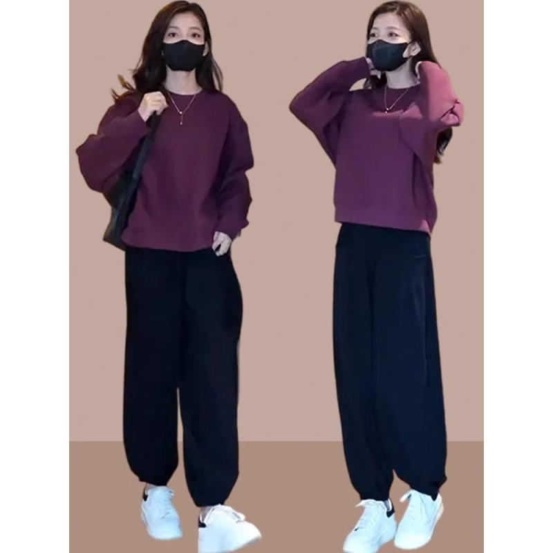 乐天商城 - セットアップ レディース 春 スウェット トレーナー 長袖 プルオーバー ロングパンツ 長ズボン 上下セット 部屋着 ルームウェア ワンマイルウェア 綿 コットン 楽ちん ゆったり カジュアル スポーティー ポケット 無地 黄 青 紫