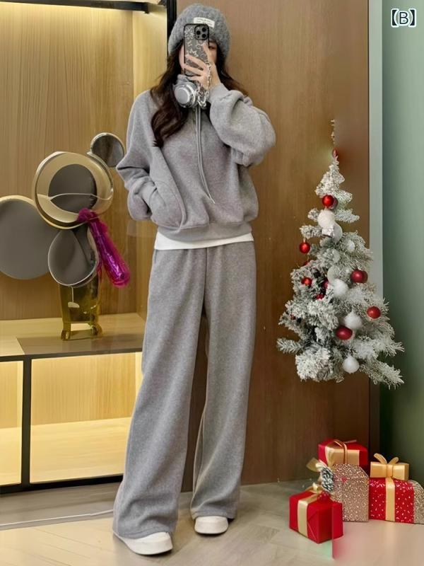 セットアップ レディース 秋 秋冬 長袖 スウェット トレーナー ワイドパンツ ロン...