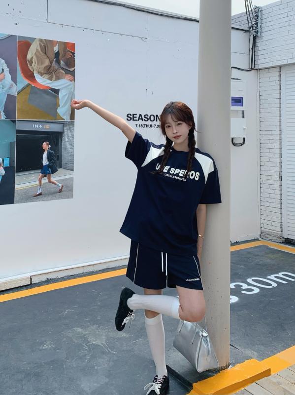 セットアップ レディース 上下セット カジュアル 2点セット Tシャツ 五分袖 丸首 ...