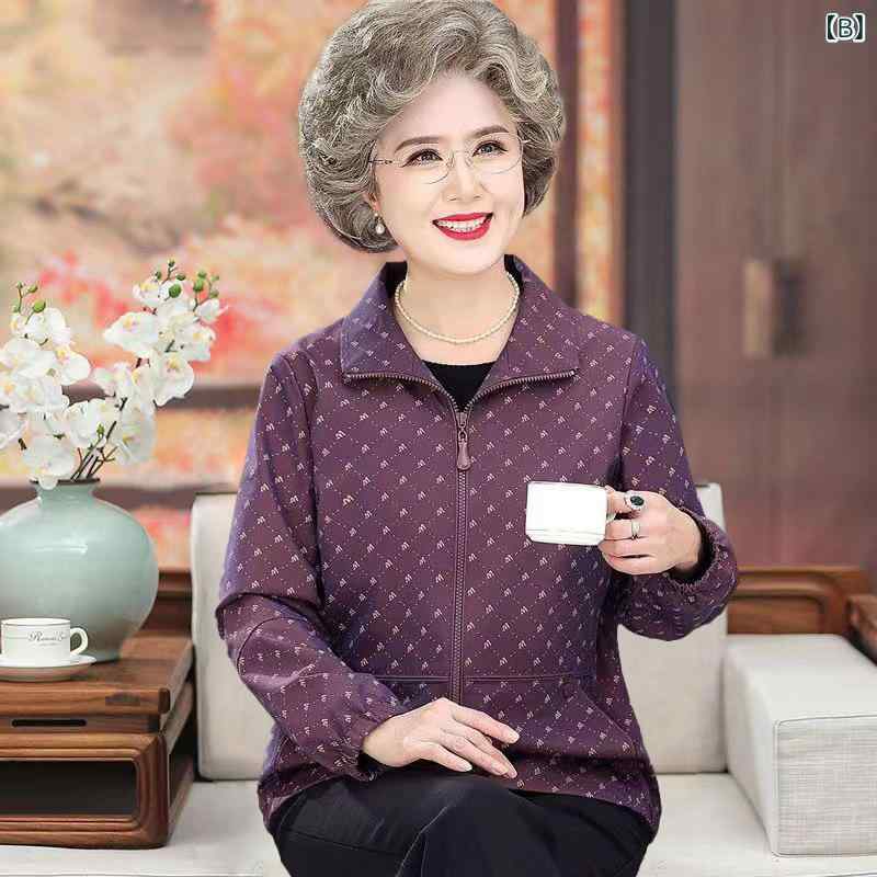 ジャケット アウター レディース ハイミセス 祖母 お母さん 母親 50代 60代 70代 シニア コート ウインドブレーカー カーディガン 羽織り 薄手 長袖 ゆったり 大きいサイズ 楽ちん 防寒 秋冬 ワインレッド パープル 紫 remake-buddy-10618308 リメイクバディー サンプル画像3
