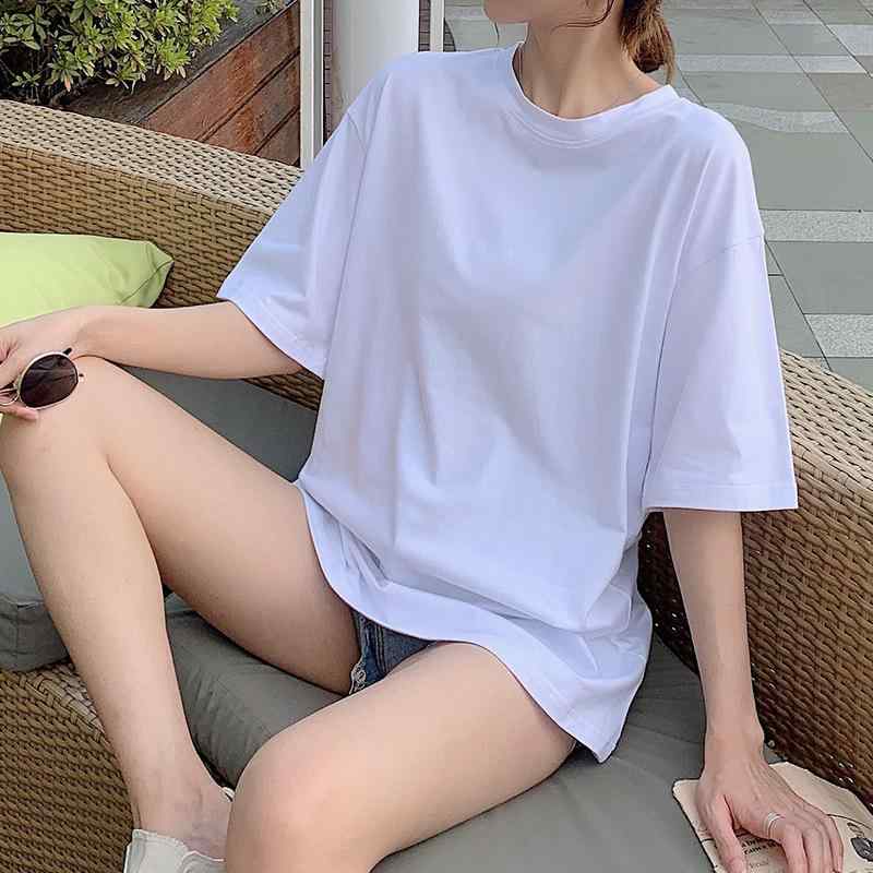 乐天商城 - Tシャツ レディース カットソー 半袖 五分袖 トップス 接触冷感 再生繊維 プルオーバー クルーネック 丸首 無地 ゆったり 体型カバー カジュアル 快適 シンプル 白 黒 春夏 部屋着 普段使い 通勤用 通学用 インナーウェア