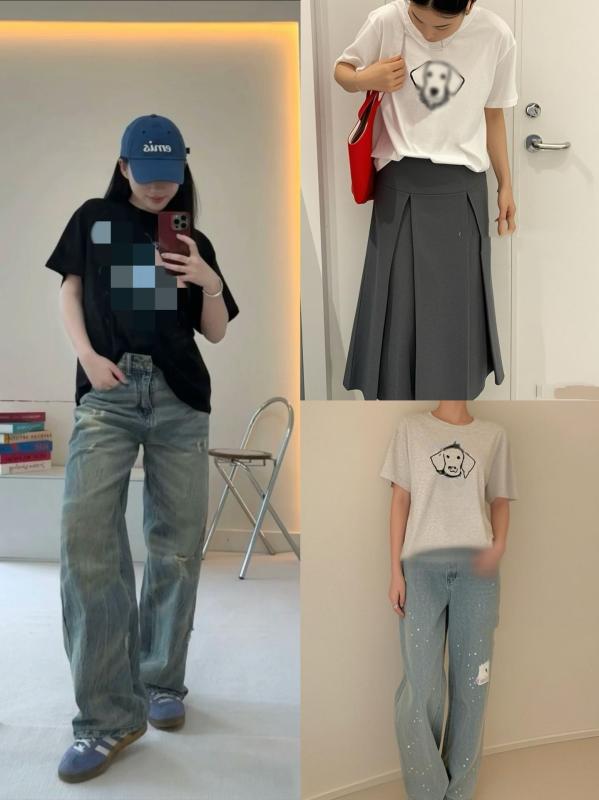 Tシャツ レディース 半袖 カットソー トップス 部屋着 ルームウェア 普段使い カジュアル ラウンドネック クルーネック 丸首 快適 伸縮性 薄手 軽量 通気性 綿 コットン ゆったり 大きめ ビッグシルエット 切り替え プリント イラスト アニメ キ
