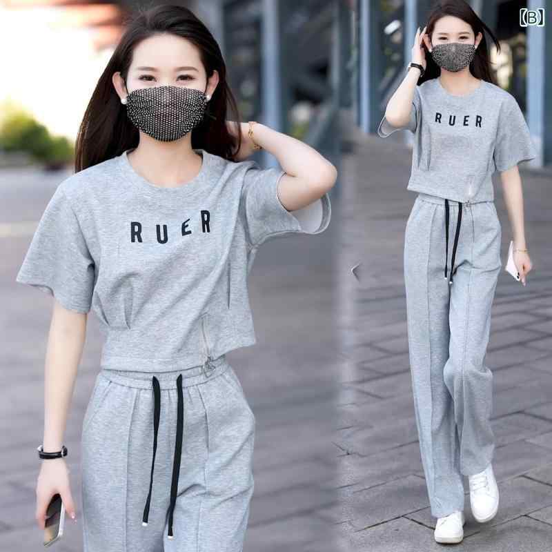 セットアップ レディース 上下セット 半袖 トップス Tシャツ カットソー クルーネ...